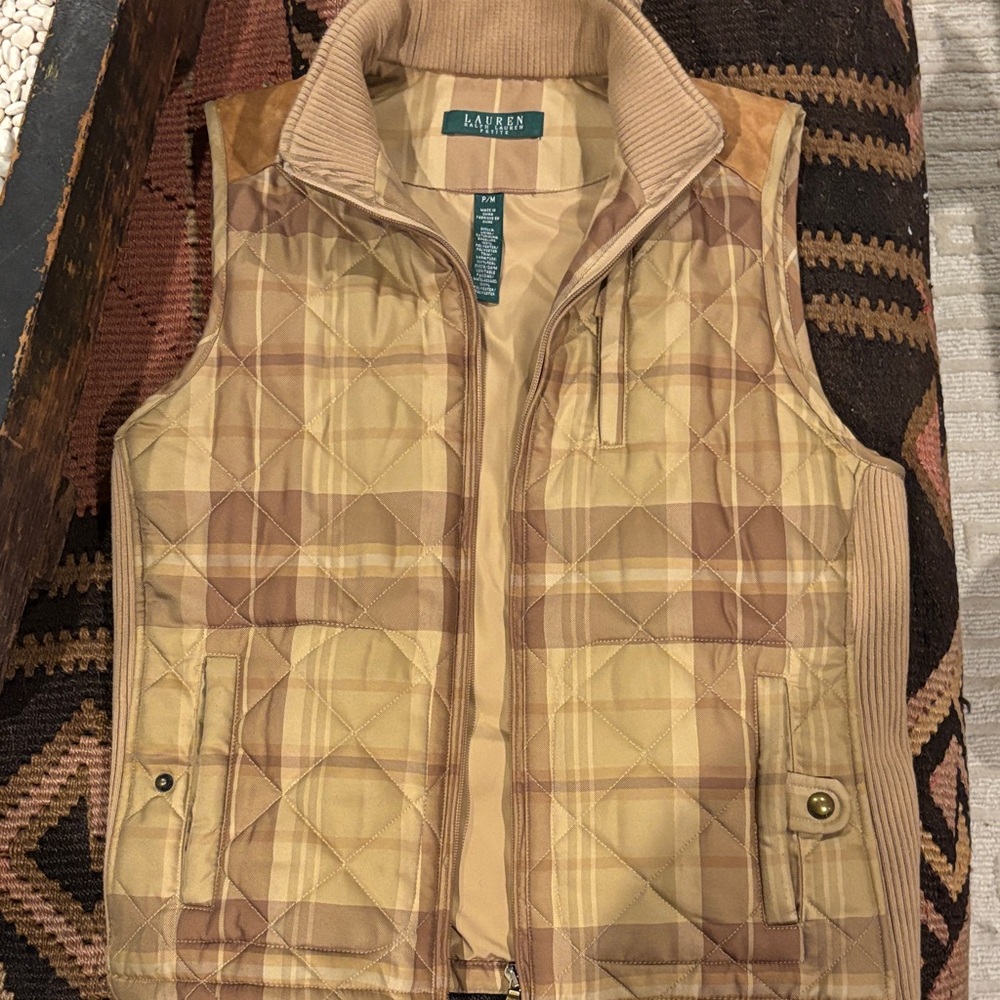 Ralph Lauren Beige and Brown Plaid Vest